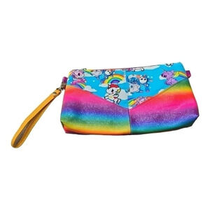 Cute Rainbow Unicorn Stitchy Custom Homemade Clutch Wristlet Bag